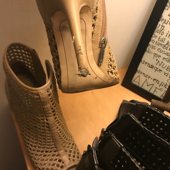 Sam Edelman Perforated Caged Peep Toe Bootie Heels - Picture 7 of 7